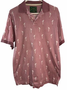 The Arrow Company Classic Men's Polo Shirt - Dusty Rose with Golfer Print Size M